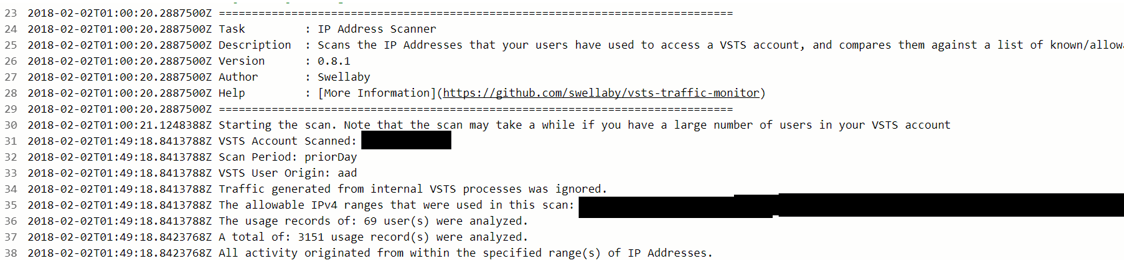 Example Scan Passed Output
